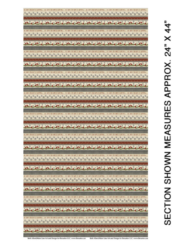 SNOW VILLAGE Stripe in Beige Rustic Holiday Cotton Quilt Fabric