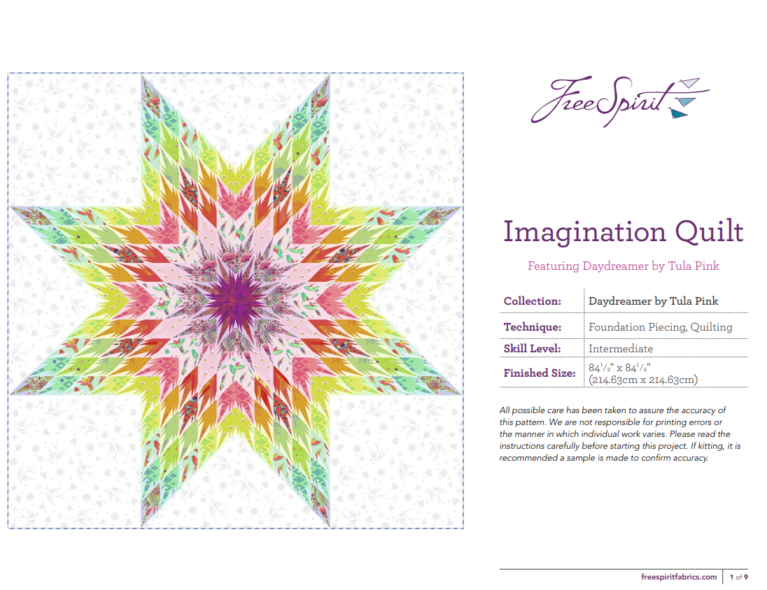 Imagination FREE Digital Quilt Pattern featuring Tula Pink's Daydreamer