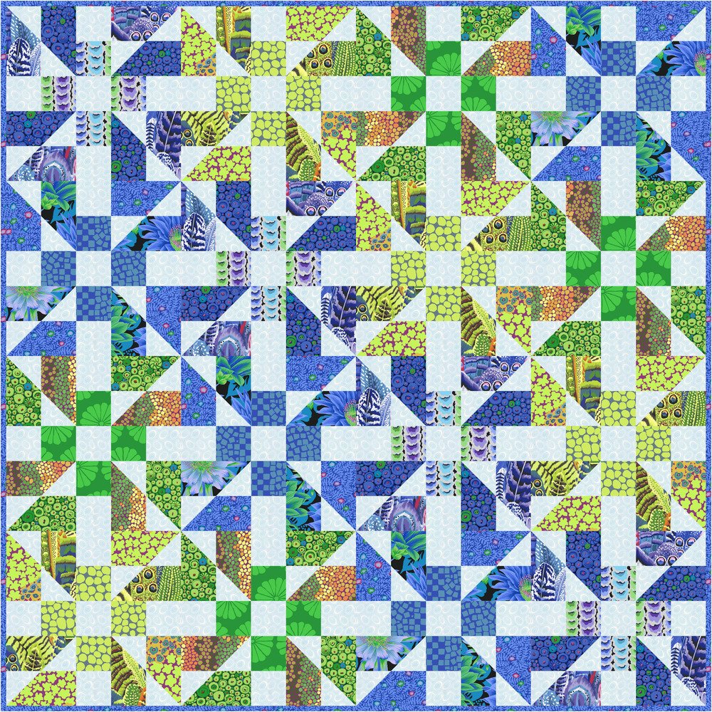 Waterfall Quilt Kit Featuring Kaffe Fassett COOL February 2021 Collective fabrics