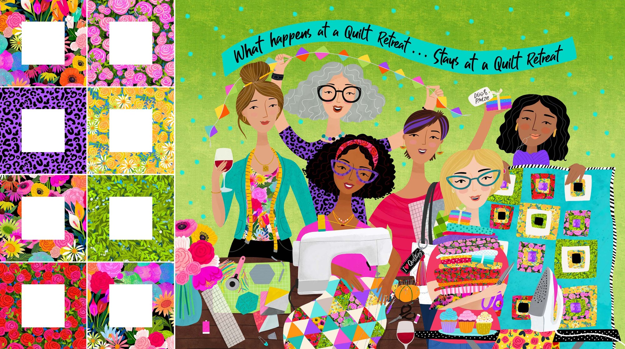 Quilt Retreat Quilt Panel by Cynthia for Northcott