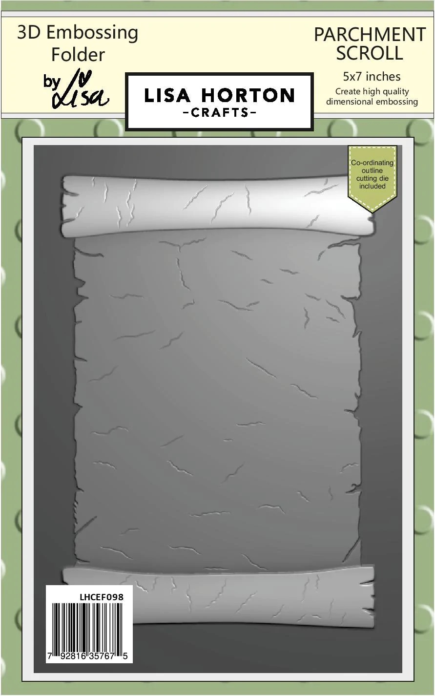 Lisa Horton 5x7 3D Embossing Folder & Die Parchment Scroll 792816357675
