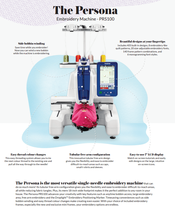 PRS100 Single Needle Embroidery Machine