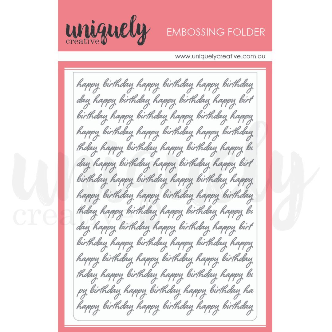 Happy Birthday Script Embossing Folder 797775923527