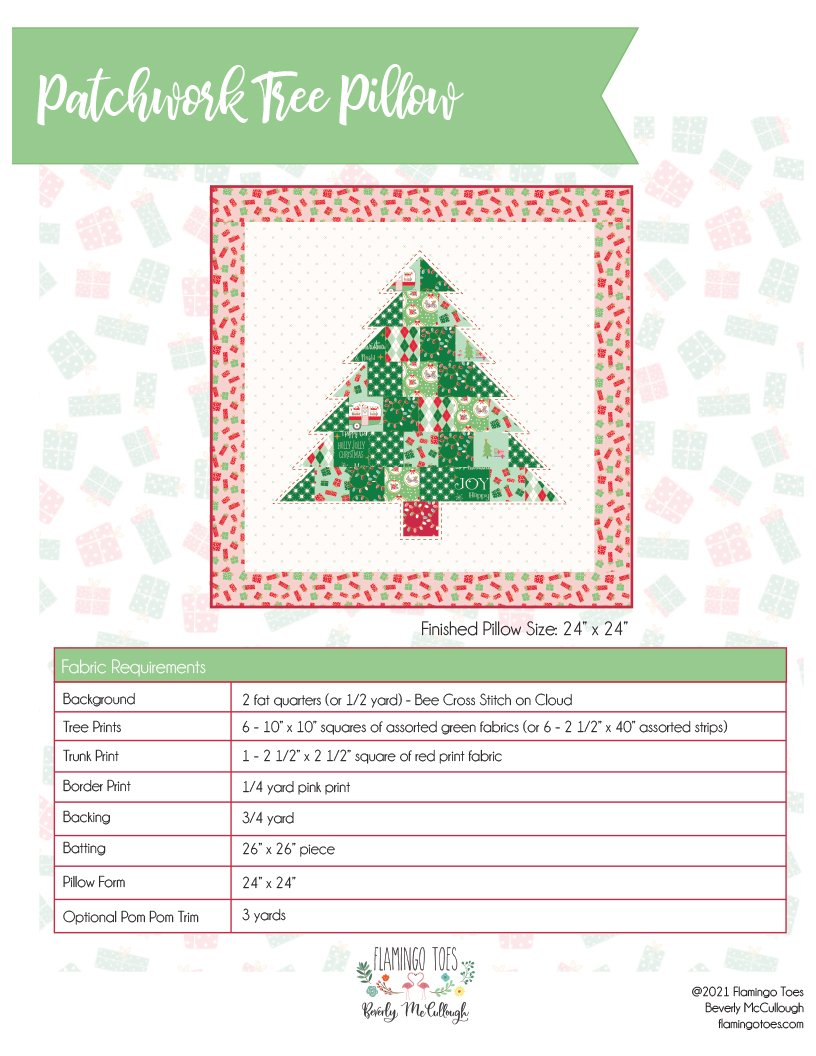 Patchwork Christmas Tree Pillow Free Pattern by Riley Blake
