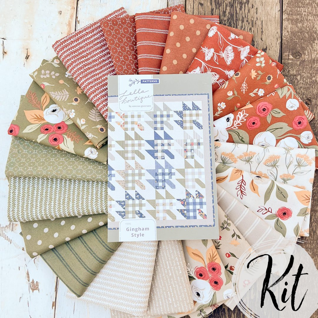 Gingham Style Quilt Kit featuring Flower Pot from Moda Fabrics