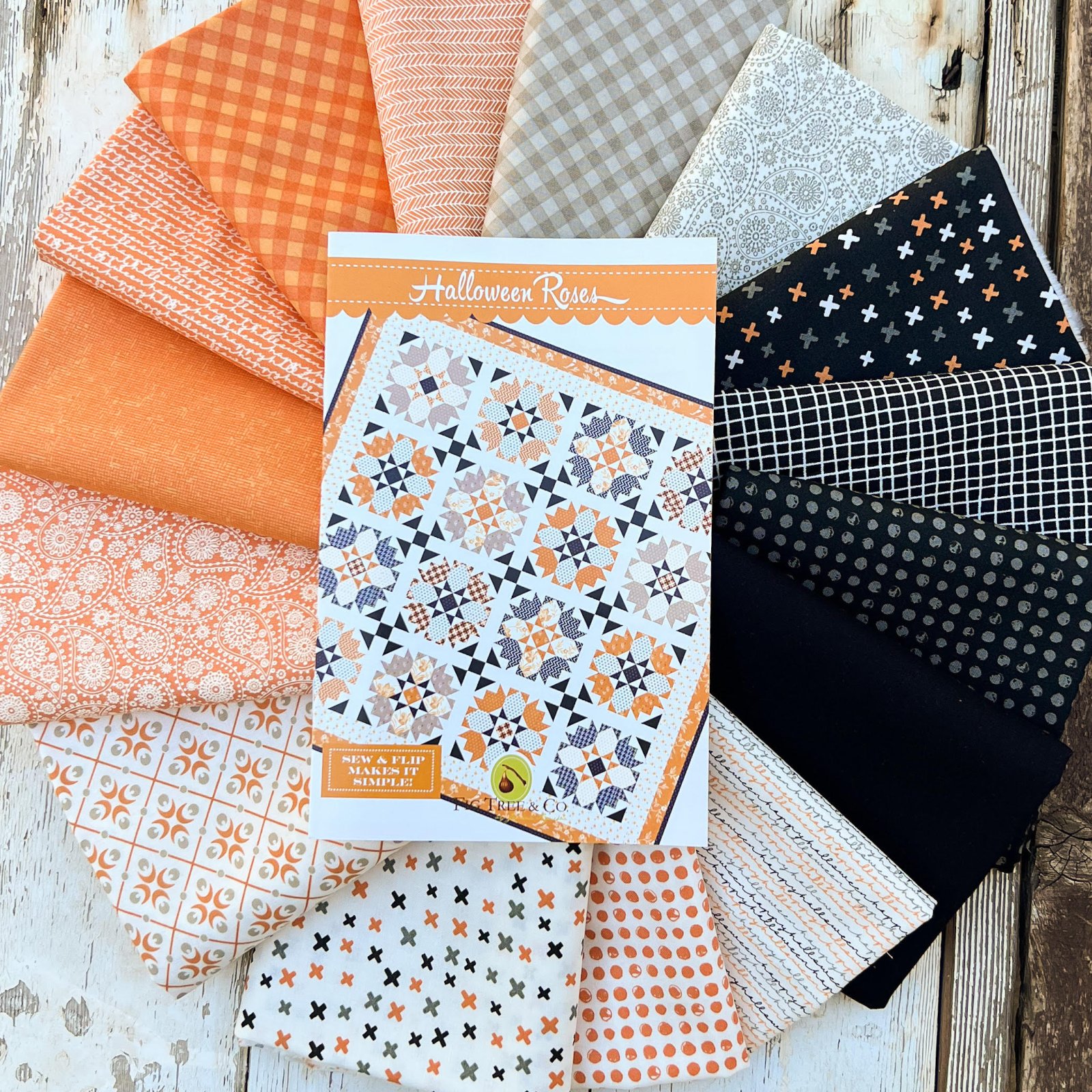 Halloween Roses Quilt Kit featuring Fig Tree & Co.