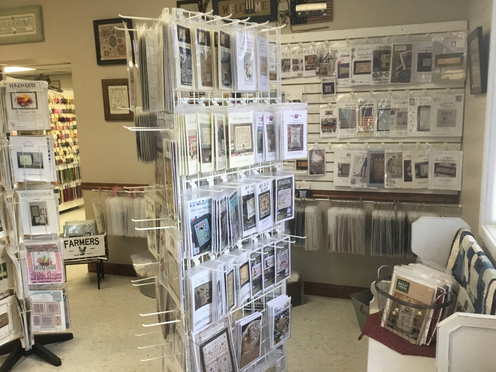 We have 100's of Cross Stitch Patterns along with floss and fabric.