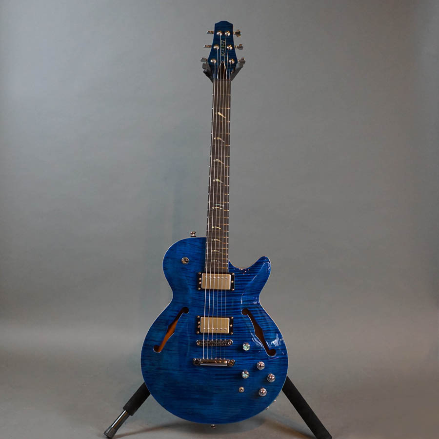 Kiesel Semi Hollow Custom Guitar, Deep Blue Flame w/Case Used