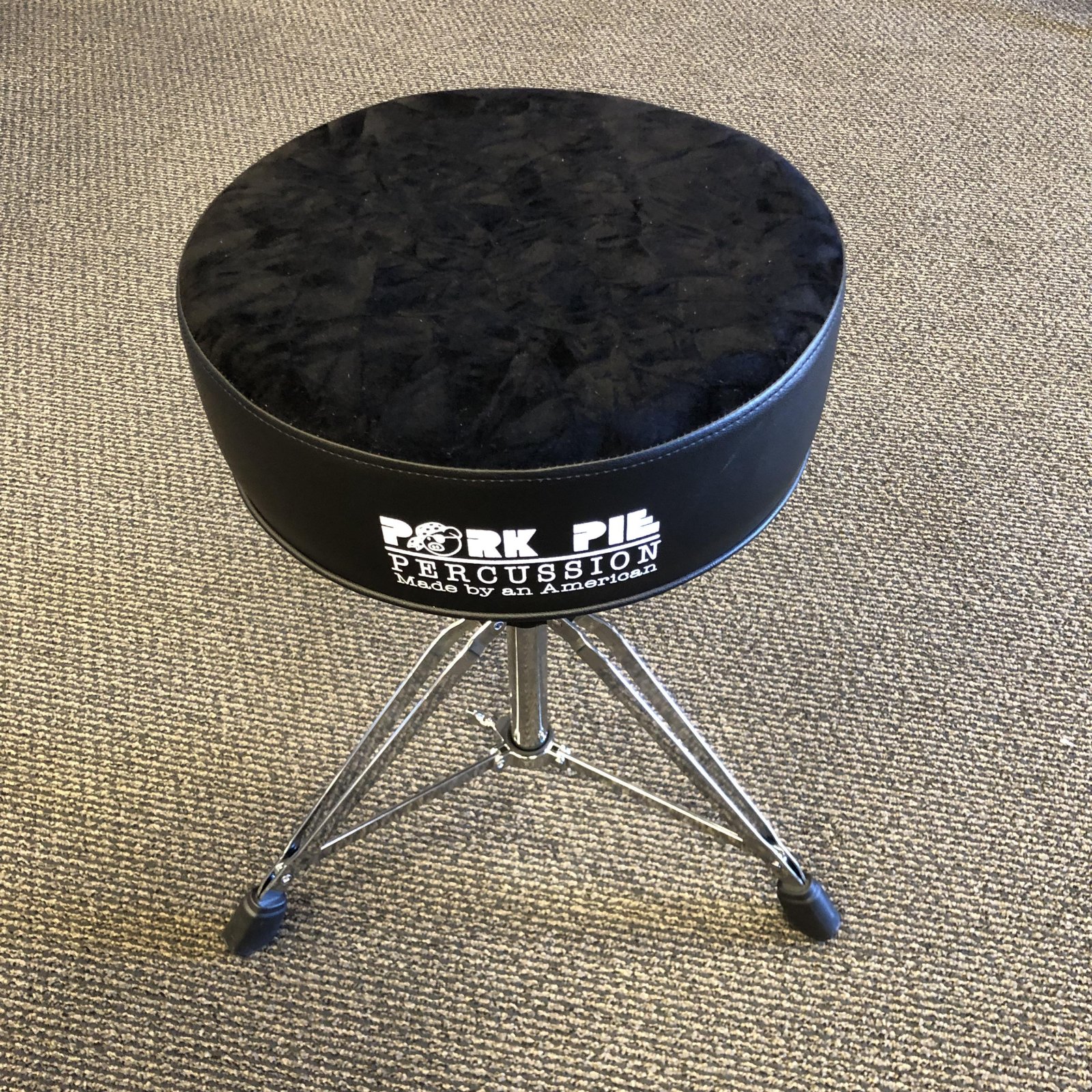 Pork Pie Round Top Drum Throne Black Crush Top with Black Side