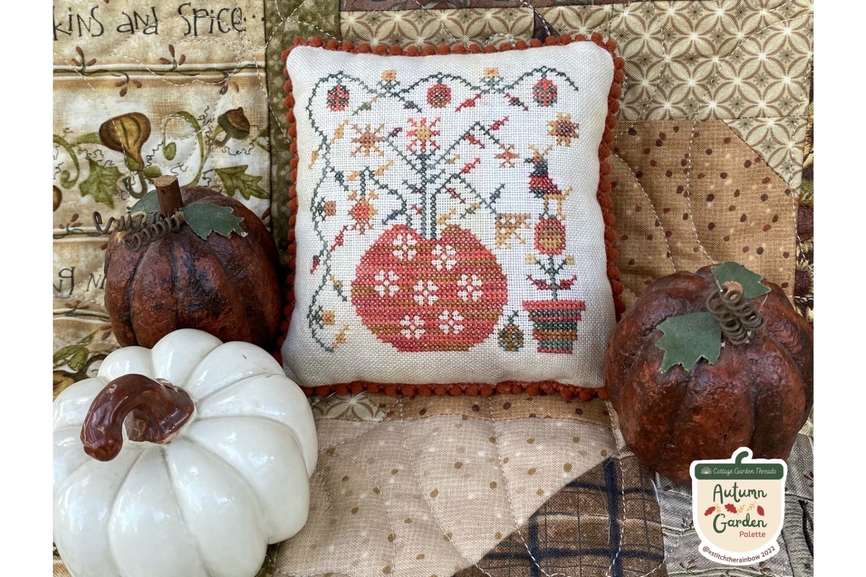 Autumn Crow chart Pansy Patch Quilts and Stitchery