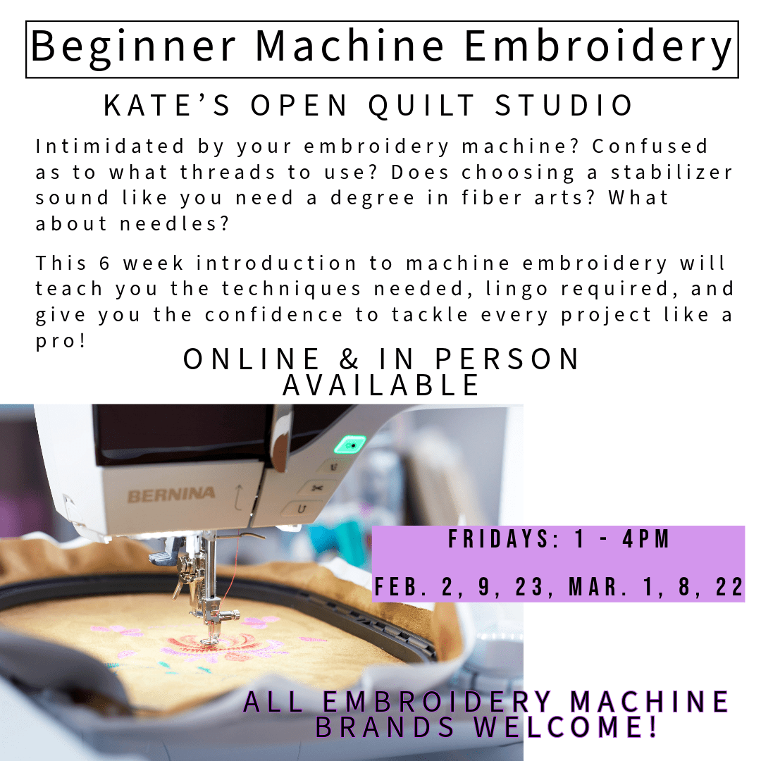 Introduction to Machine Embroidery Online or In Person