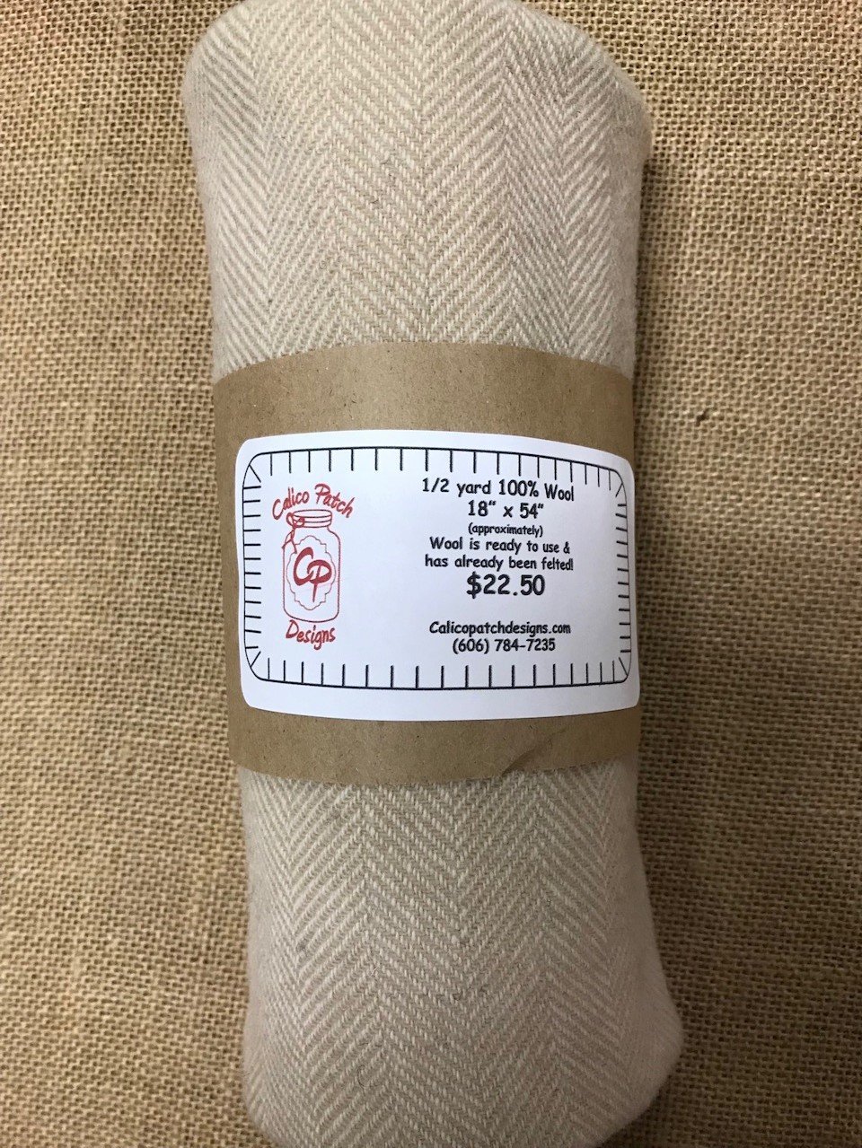 Light Tan Herringbone Wool 1/2 Yard