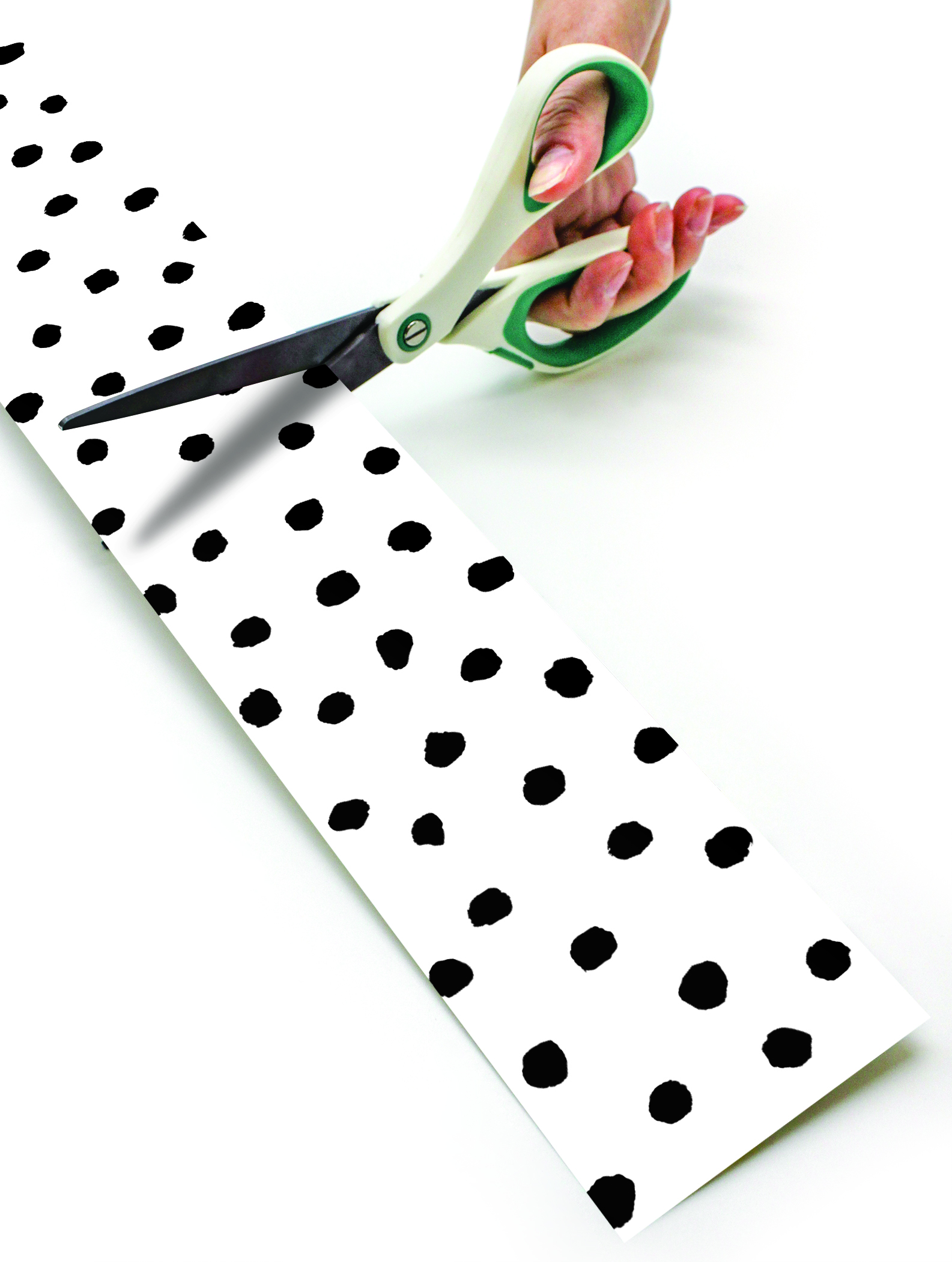 Black Painted Dots on White Straight Rolled Border Trim 882319020845