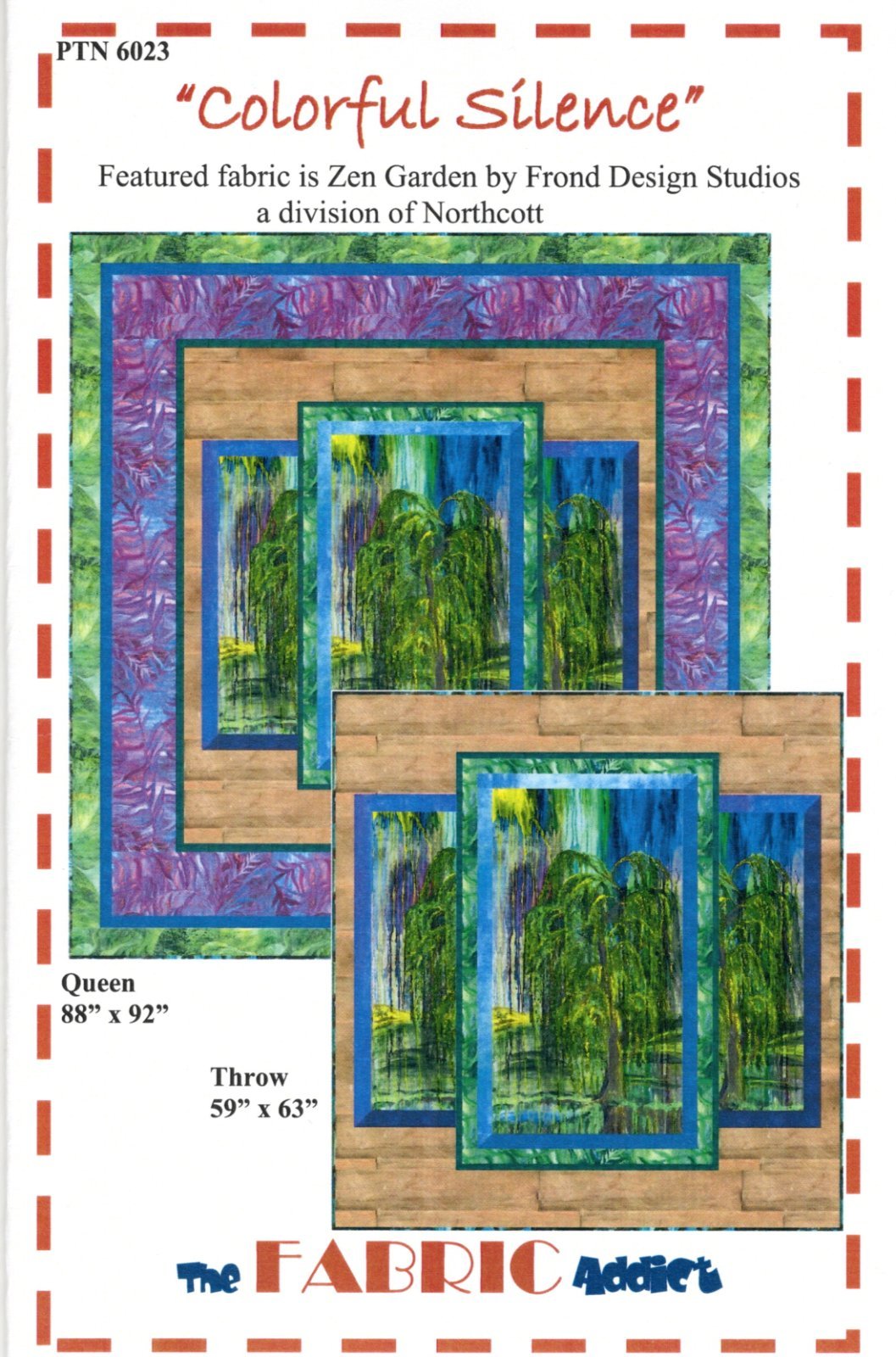 Colorful Silence Quilt Pattern Finished size Throw 59 by 63 and Queen