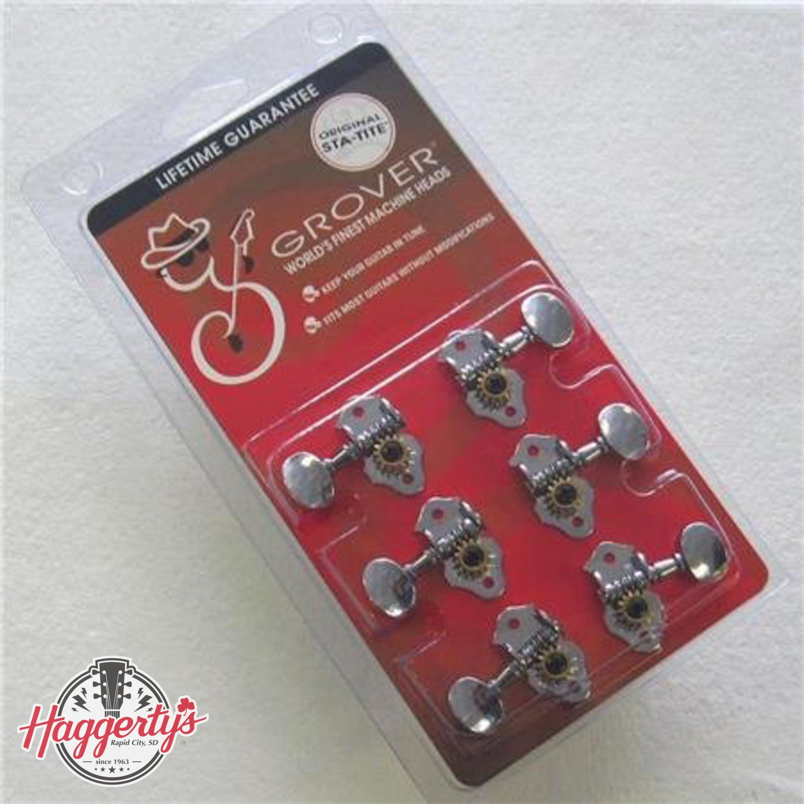 Grover Vintage Style Tuning Machines, 3x3, Nickel 082562660663