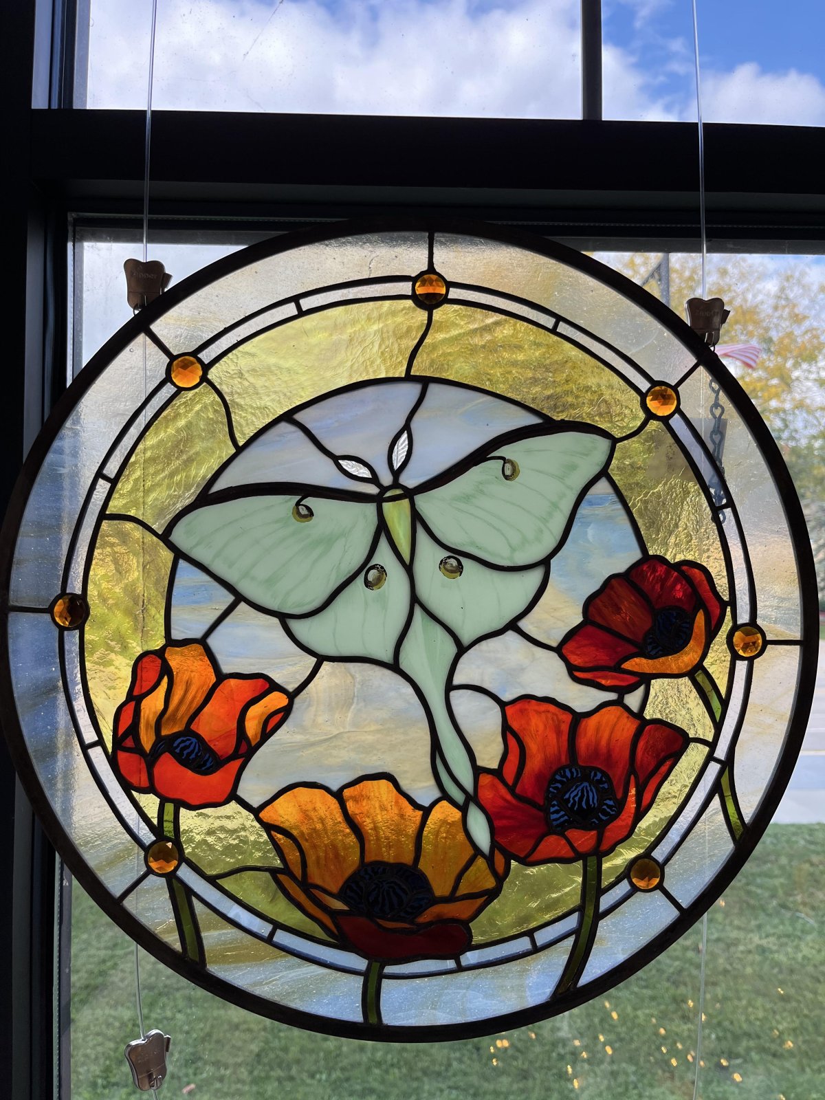 Luna Month Window Hanging Stained Glass Panel