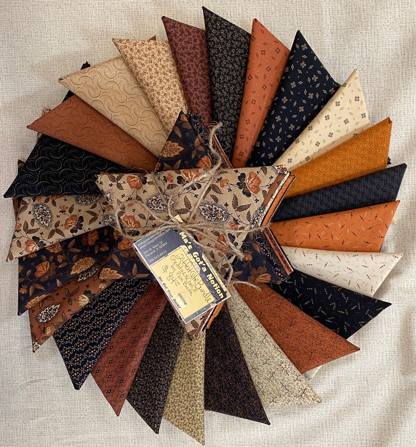 Marcus Fabrics 18 X 22 Cotton 24 Fat Quarters Cheddar and Coal II by