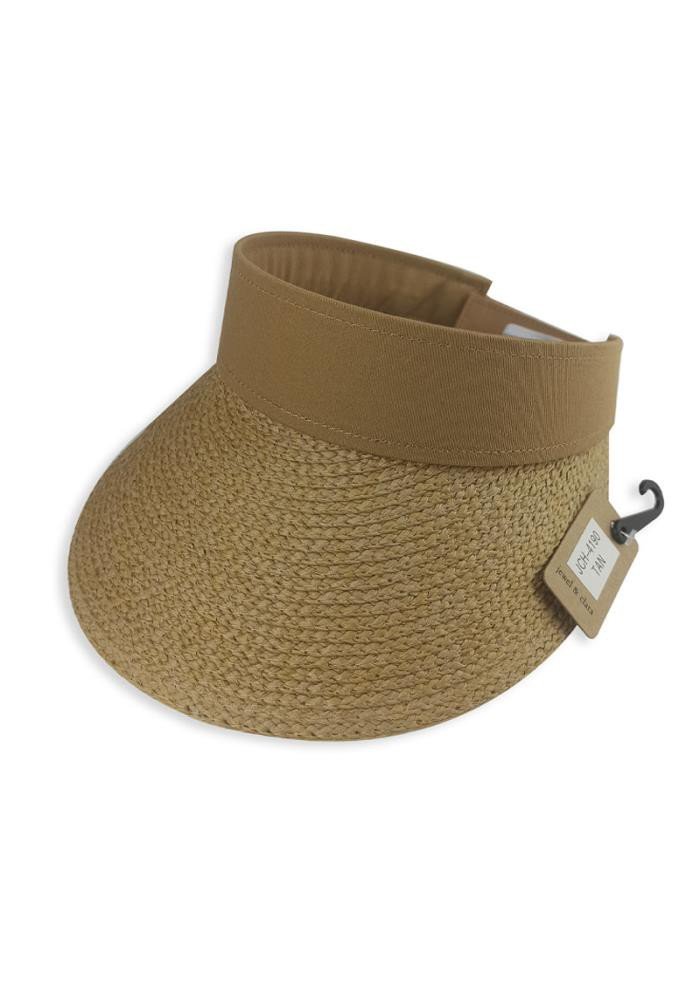 Solid Color Straw Adjustable Velcro Visor