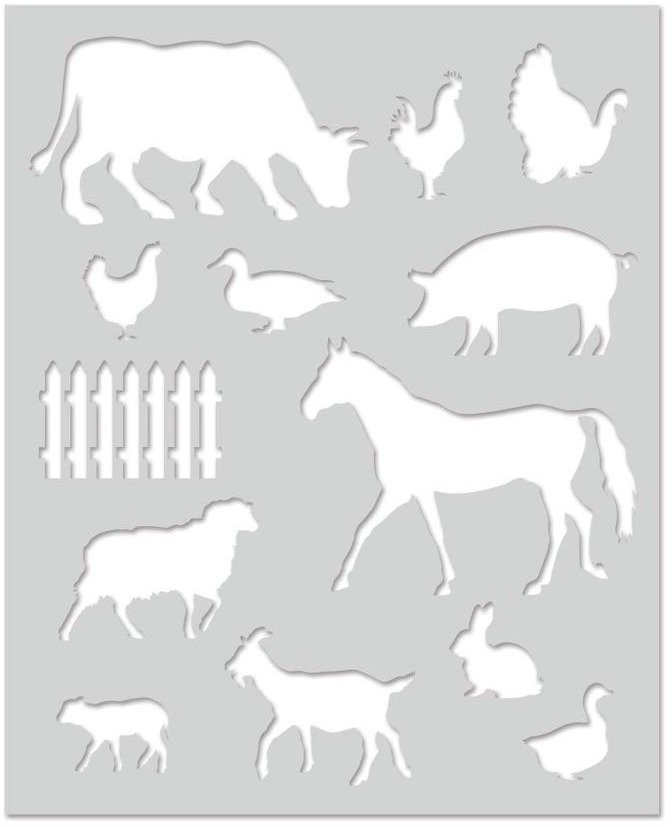 HERO ARTS STENCILS FARM ANIMALS 085700922203