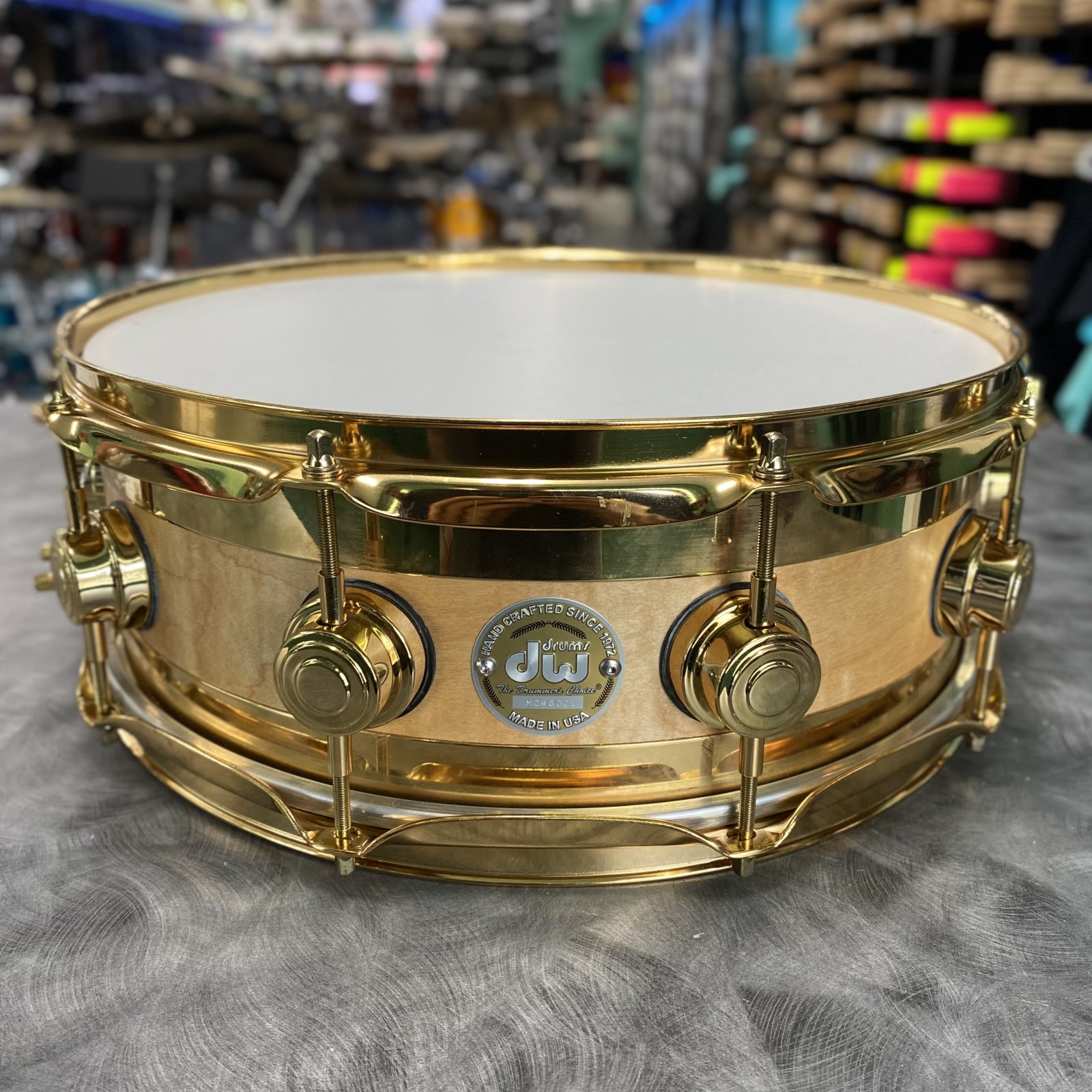 DW 5 x 14 Edge Snare Drum Gold Plated Hardware
