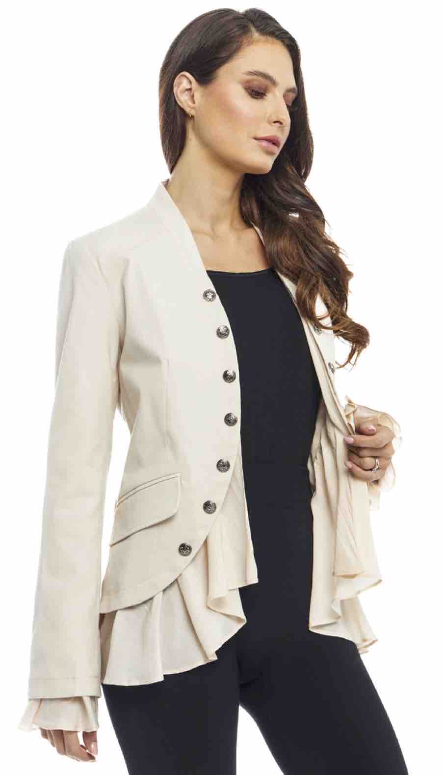 Military Look Jacket with Buttons