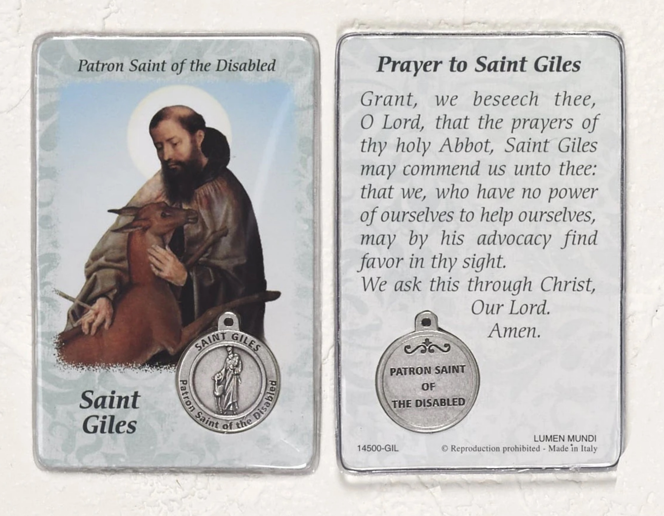 St Giles Healing Card with Medal 697951131046