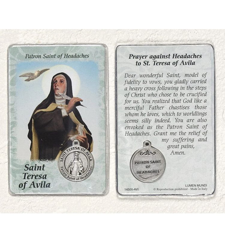 St Teresa of Avila Healing Card with Medal 697951131008