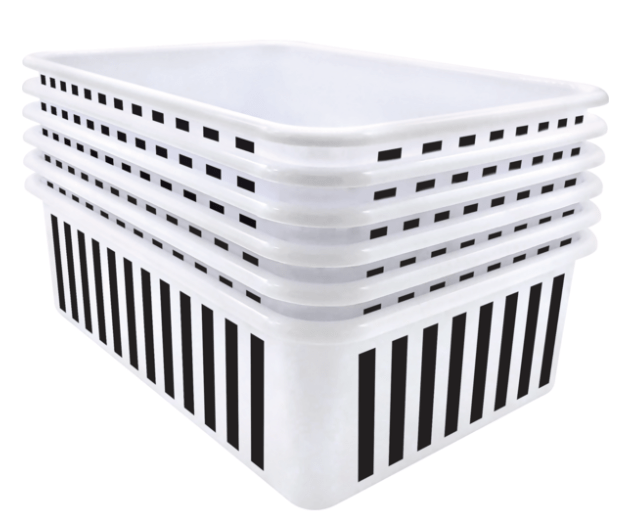 Black and White Stripes Large Plastic Storage Bin 882319014967