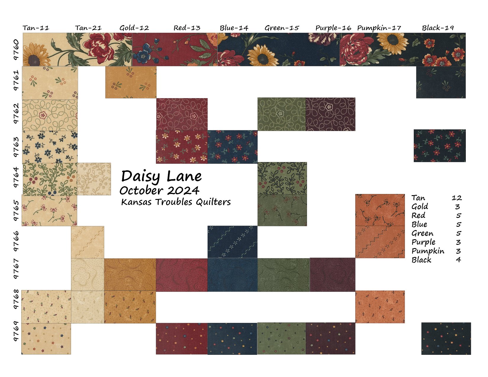 Daisy Lane Swatch Chart