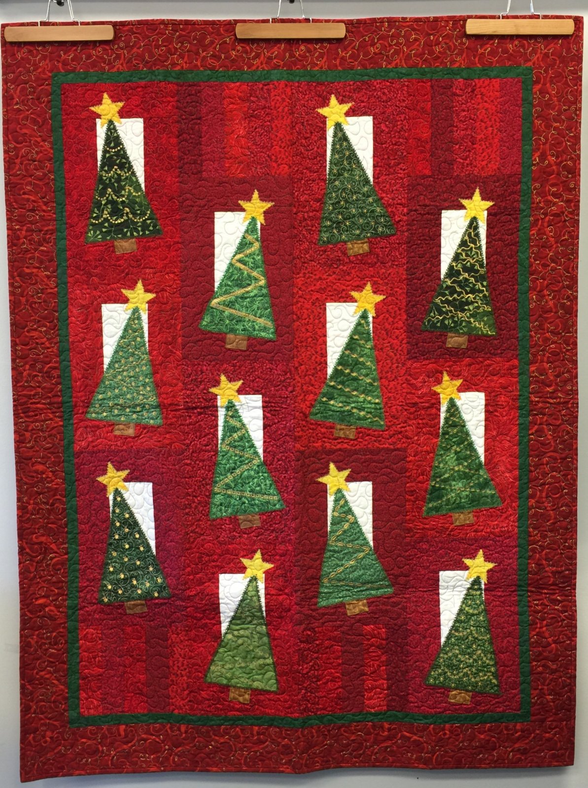 Modern Christmas Trees Quilt Top