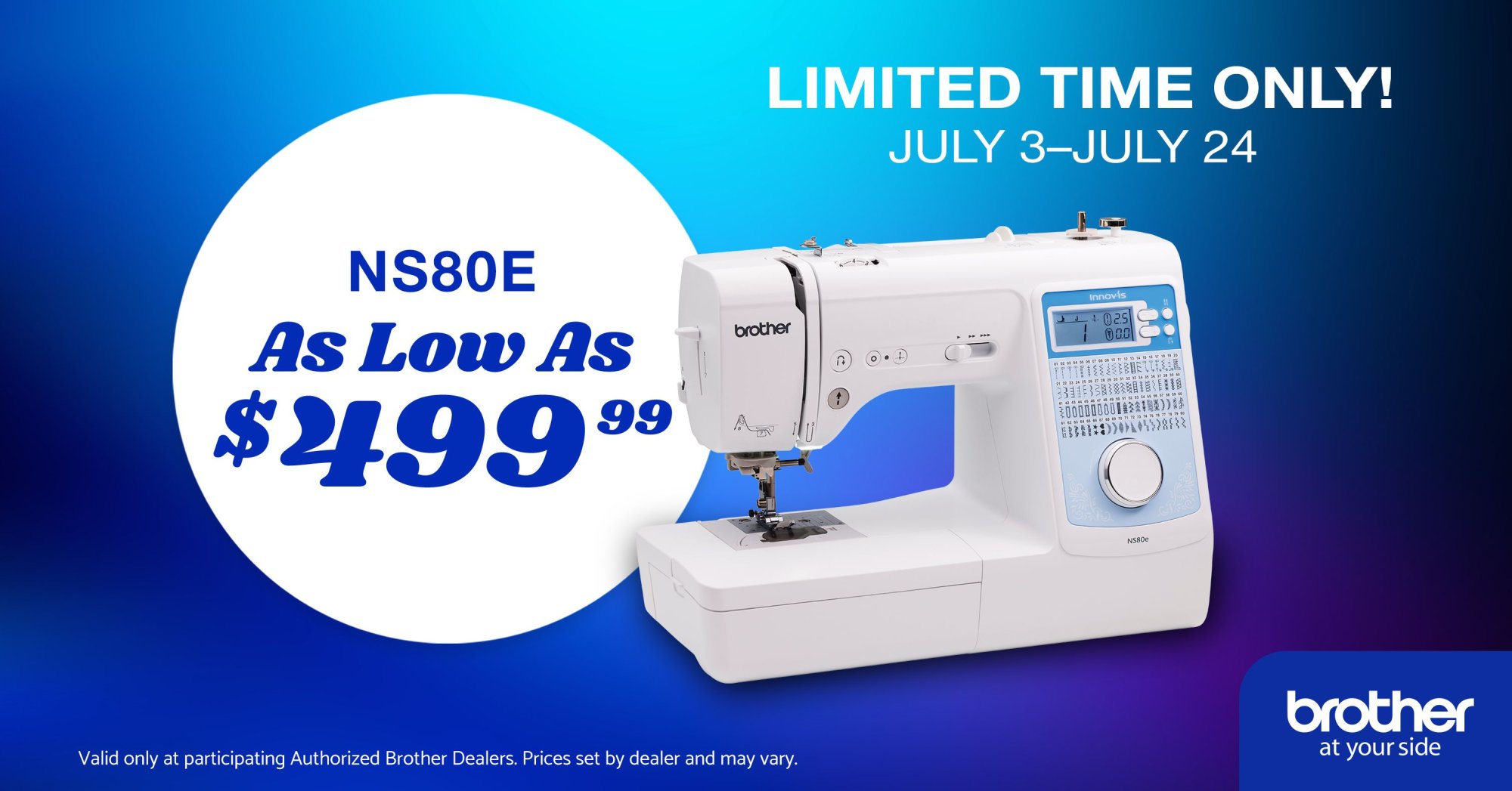 BROTHER NS80E NEW MACHINES /equivalent to Babylock Jubilant 841259