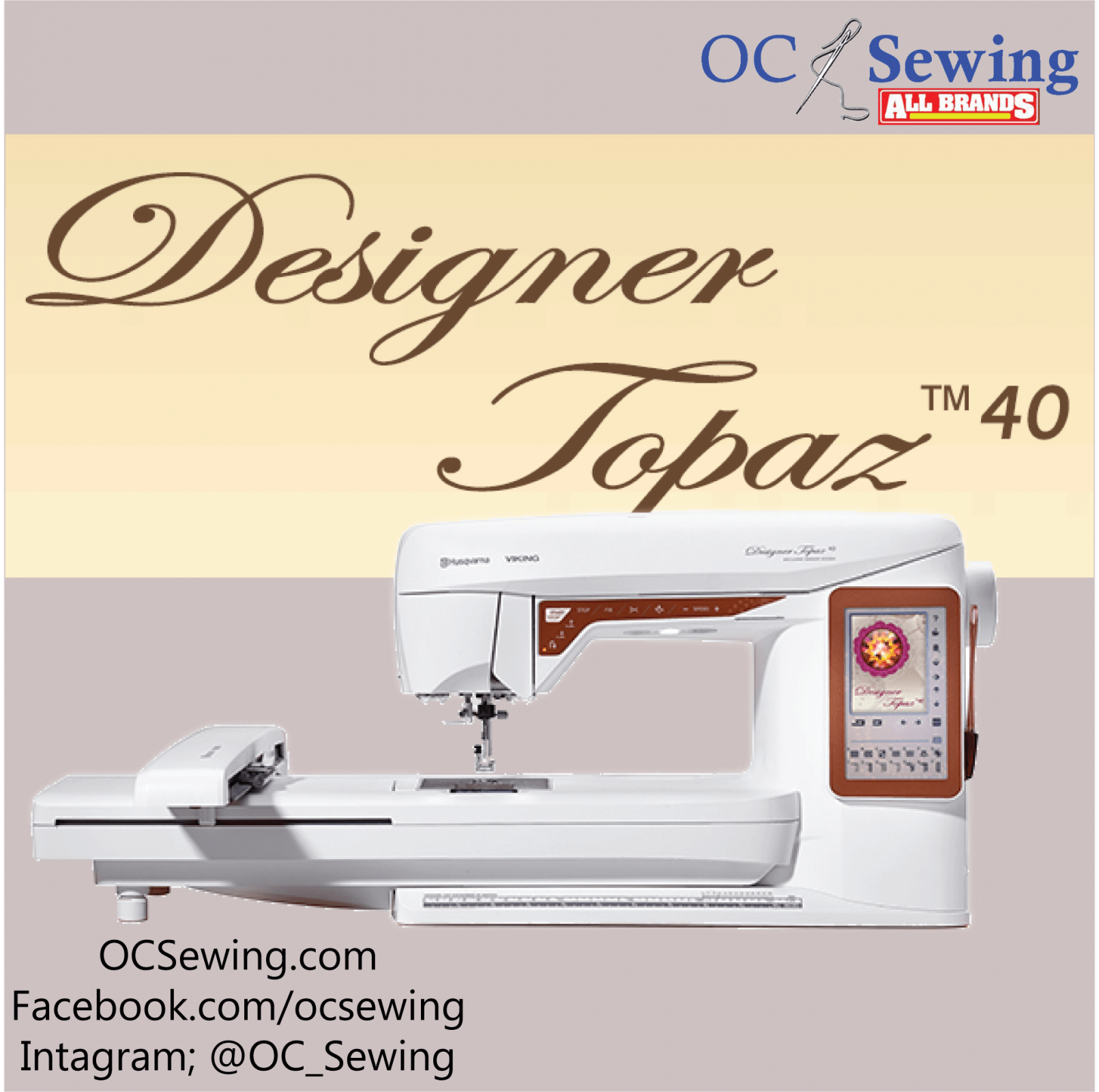 Husqvarna Viking Designer Topaz 40 Embroidery and Sewing Machine