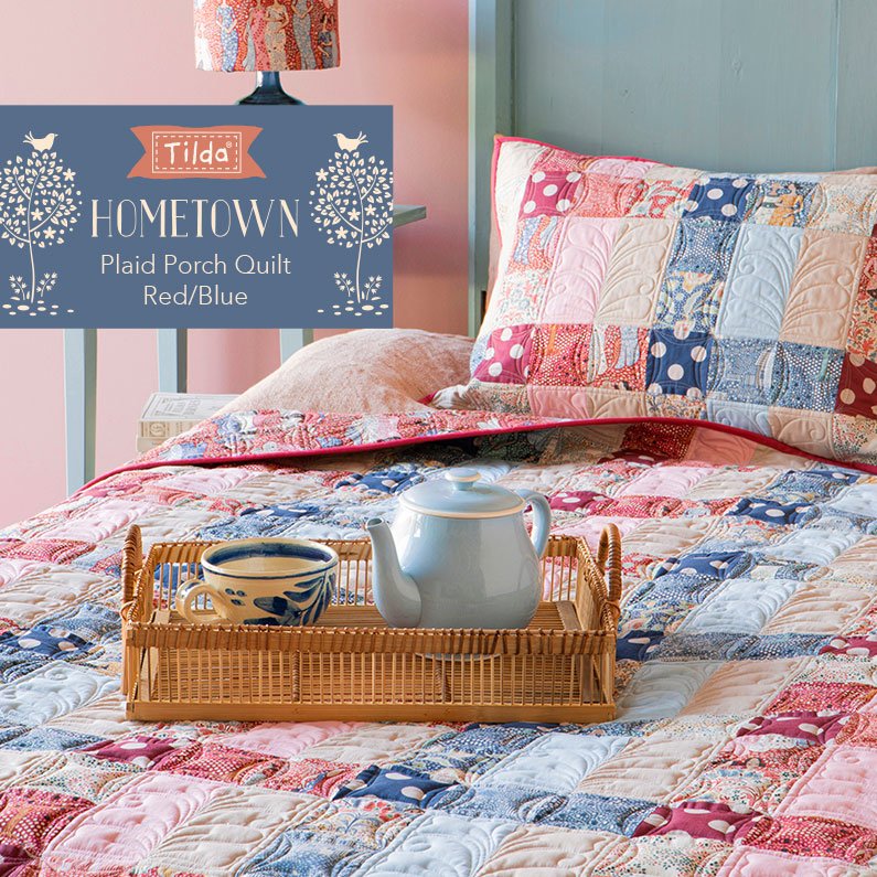 Tilda Plaid Porch Quilt Kit Red/Blue (66.5x81.5)