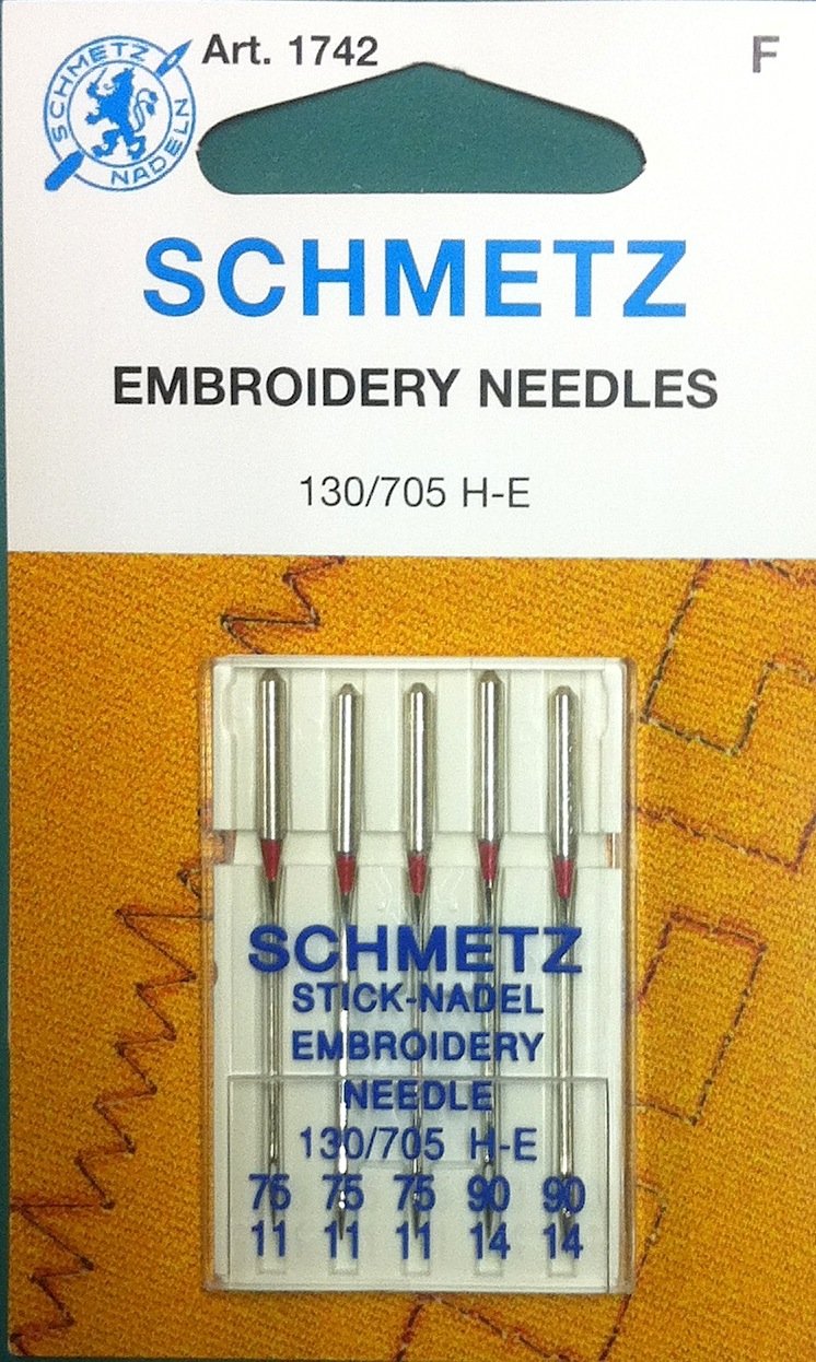 Schmetz Embroidery Needles 75/11 and 90/14 036346317427