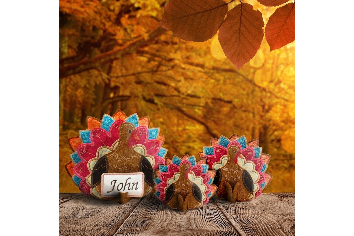 Freestanding Tabletop Turkey Machine Embroidery Design Pack