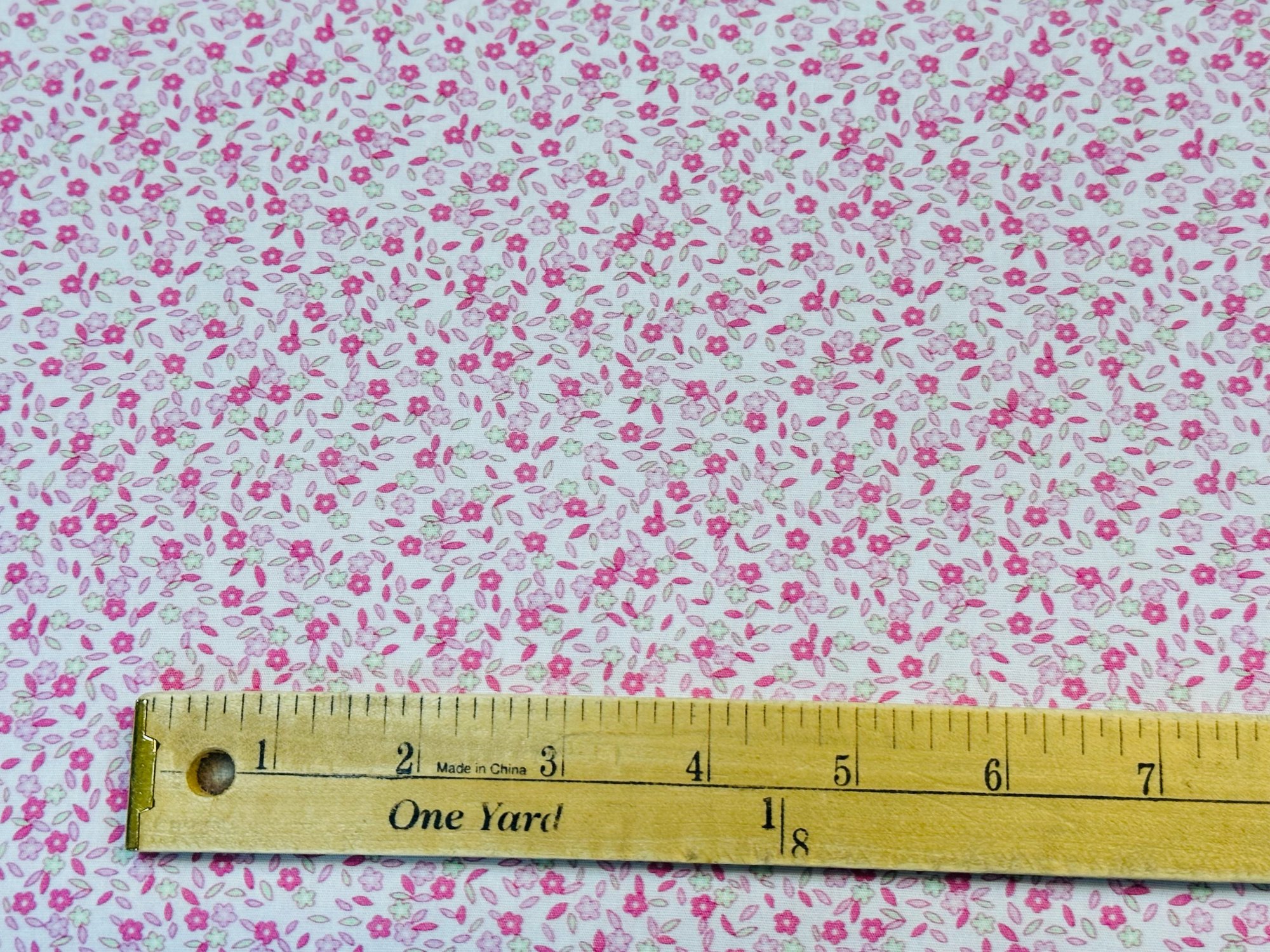 Pink and Mint Green Floral Fabric by Fabric Finders