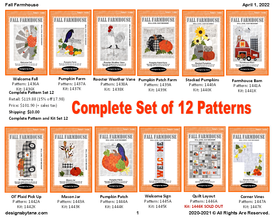 1435ACS Fall Farmhouse Pattern Only Complete Set