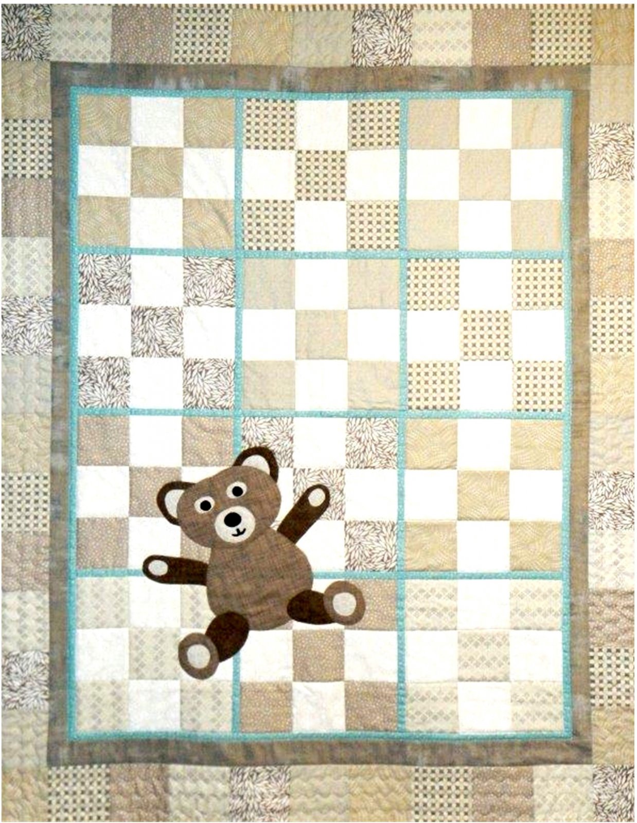 Nine Patch Teddy Baby Quilt Kit