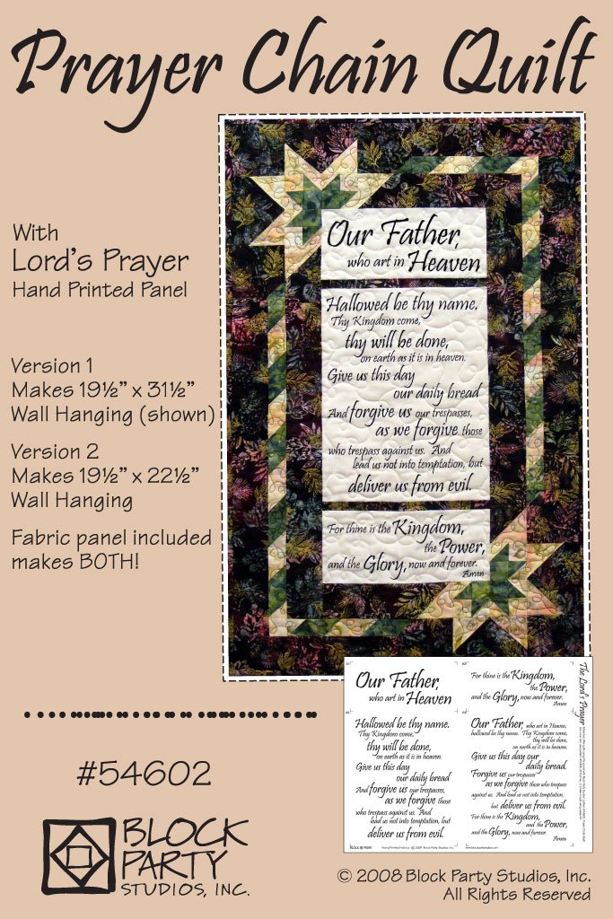 Prayer Chain Quilt Pattern with the Lord's Prayer Panel 54602