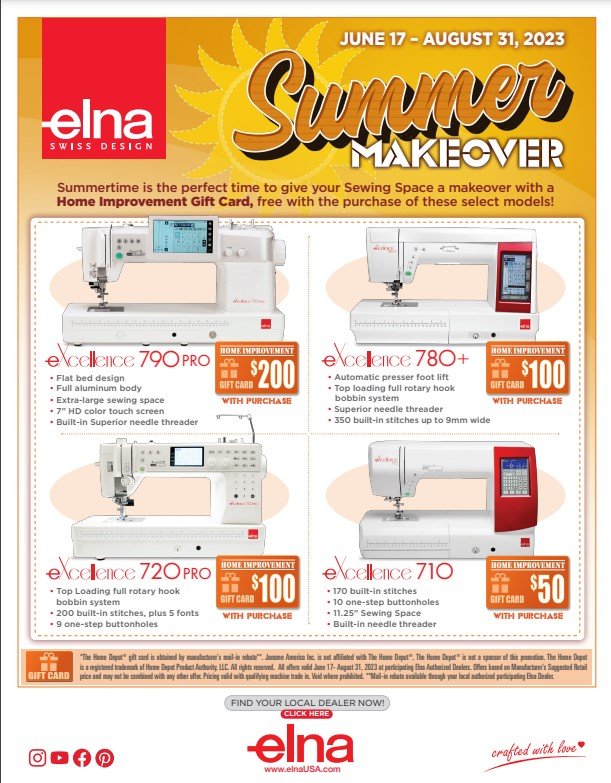 Anna's Sewing Center is your local Elna dealer