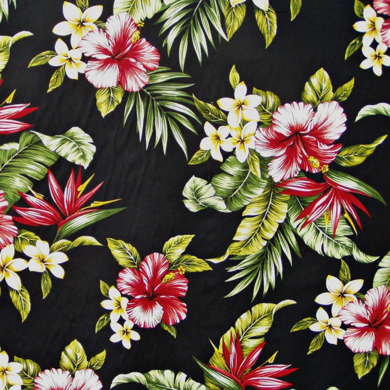 Tropical Floral Print Black