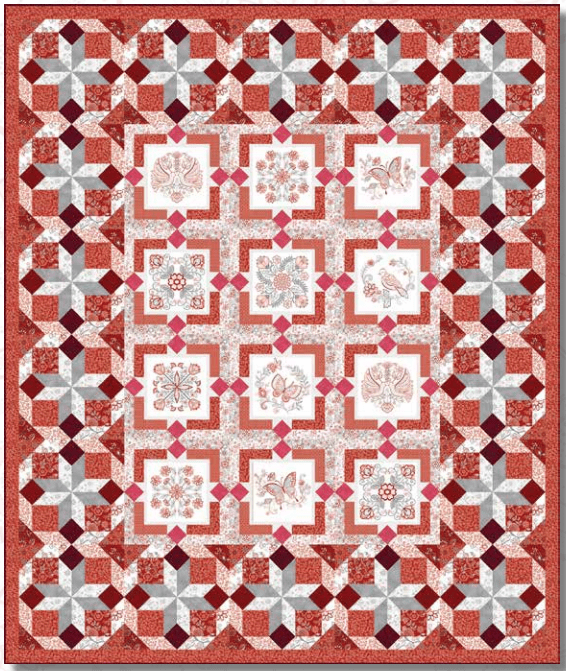 Scarlet Stitches & White Linen Quilt Kit
