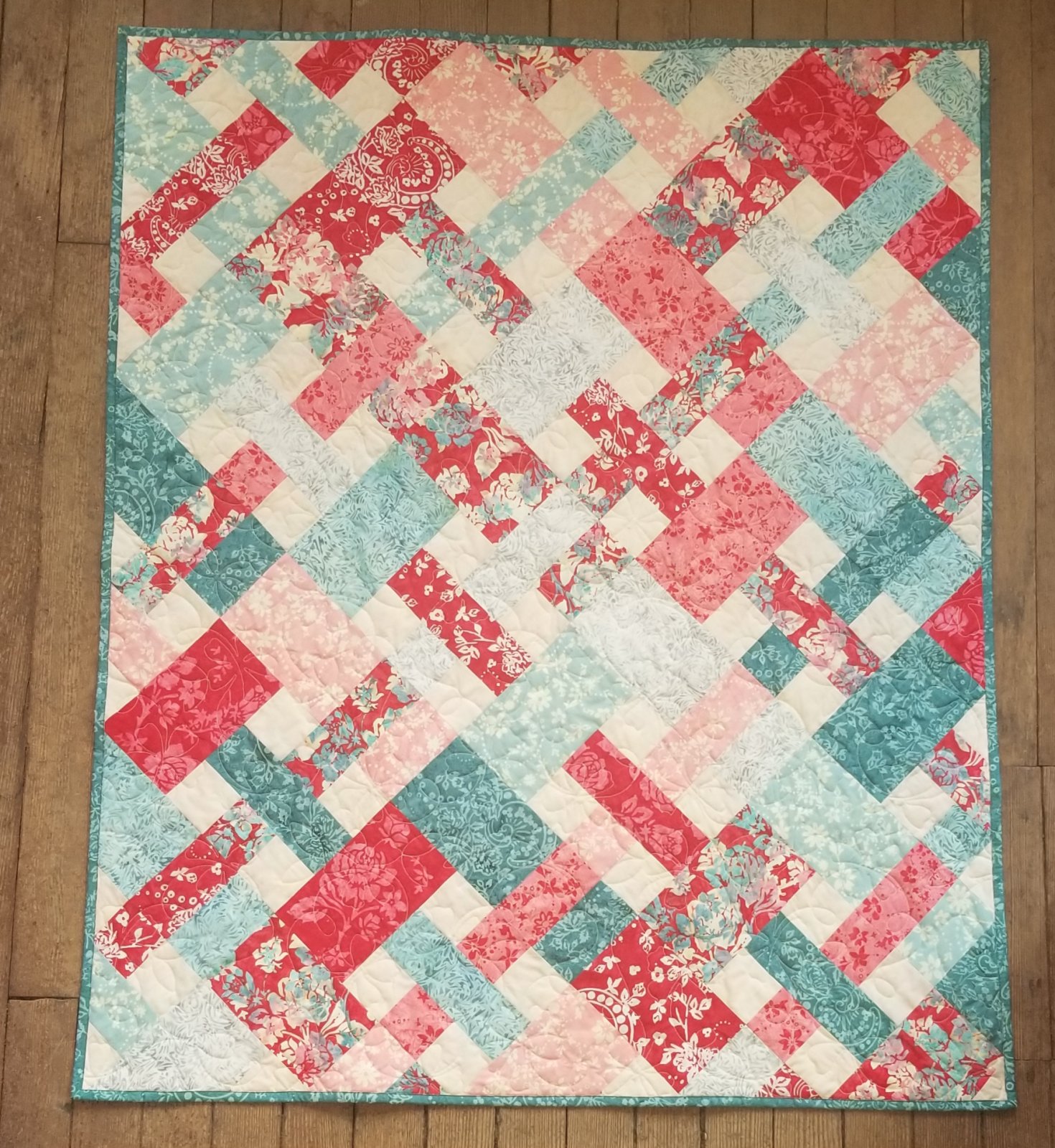 Rose Parade Red Batik Picnic Quilt Kit