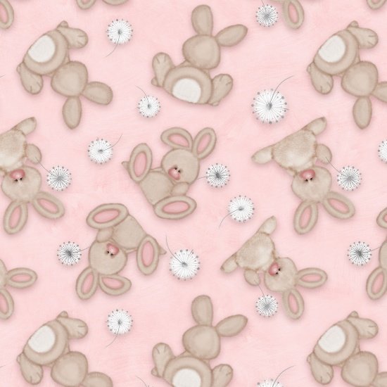 Pink Bunny Flannel Receiving Blanket Fabric Kit