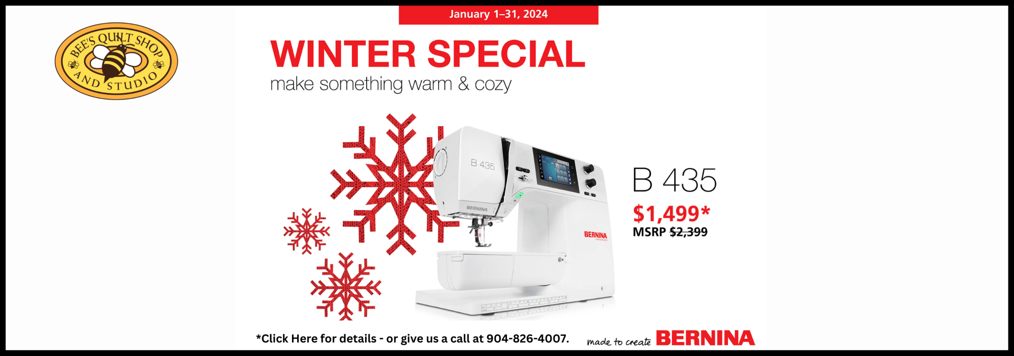Bee's Quilt Shop, St. Augustine For Your Best Deal On Bernina Machines!
