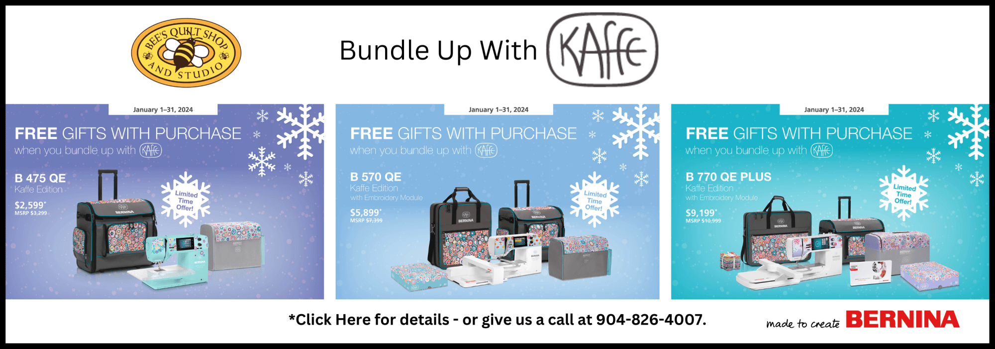 Bee's Quilt Shop, St. Augustine For Your Best Deal On Bernina Machines!