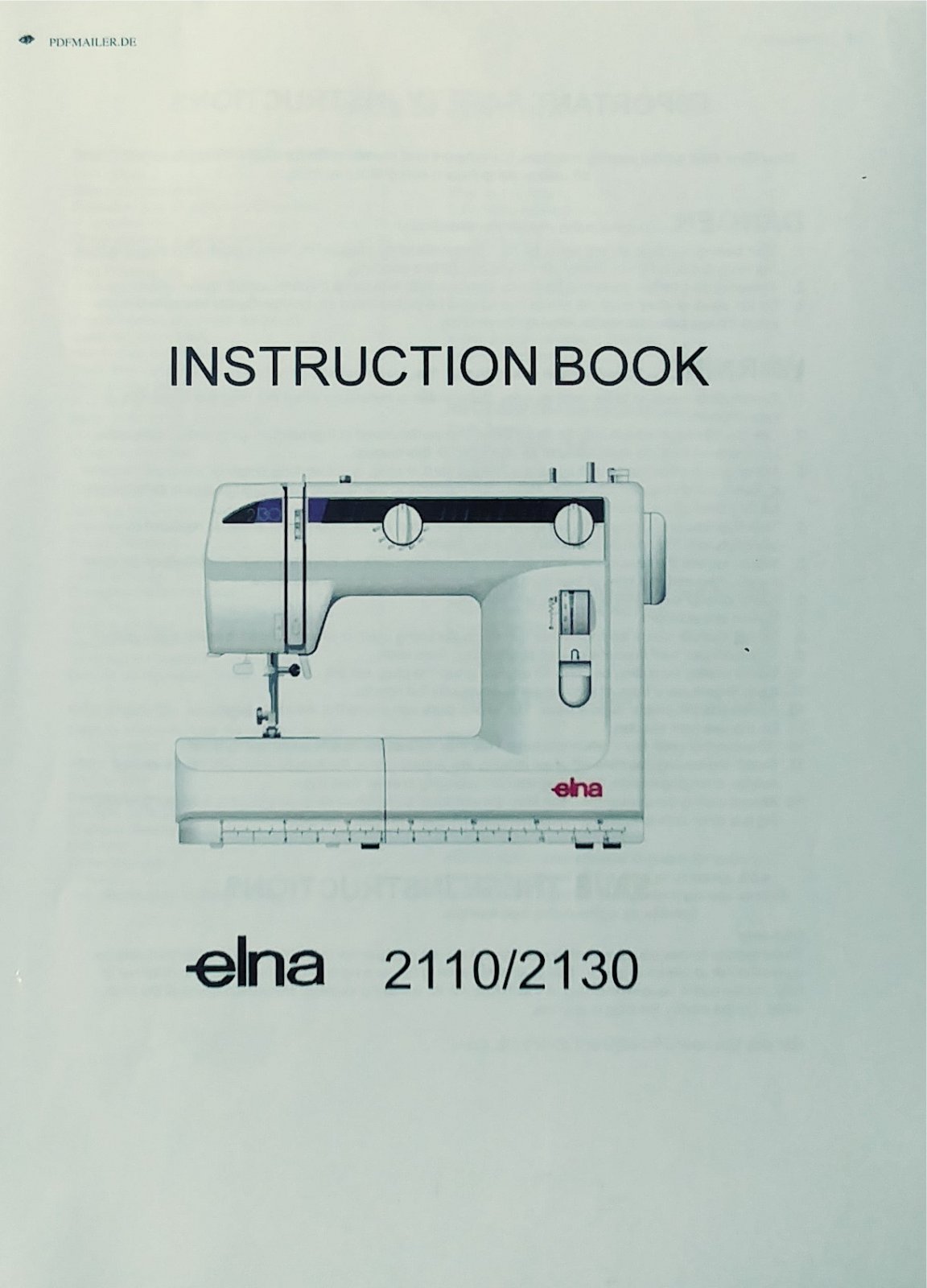Instruction Manual Elna 2110/2130