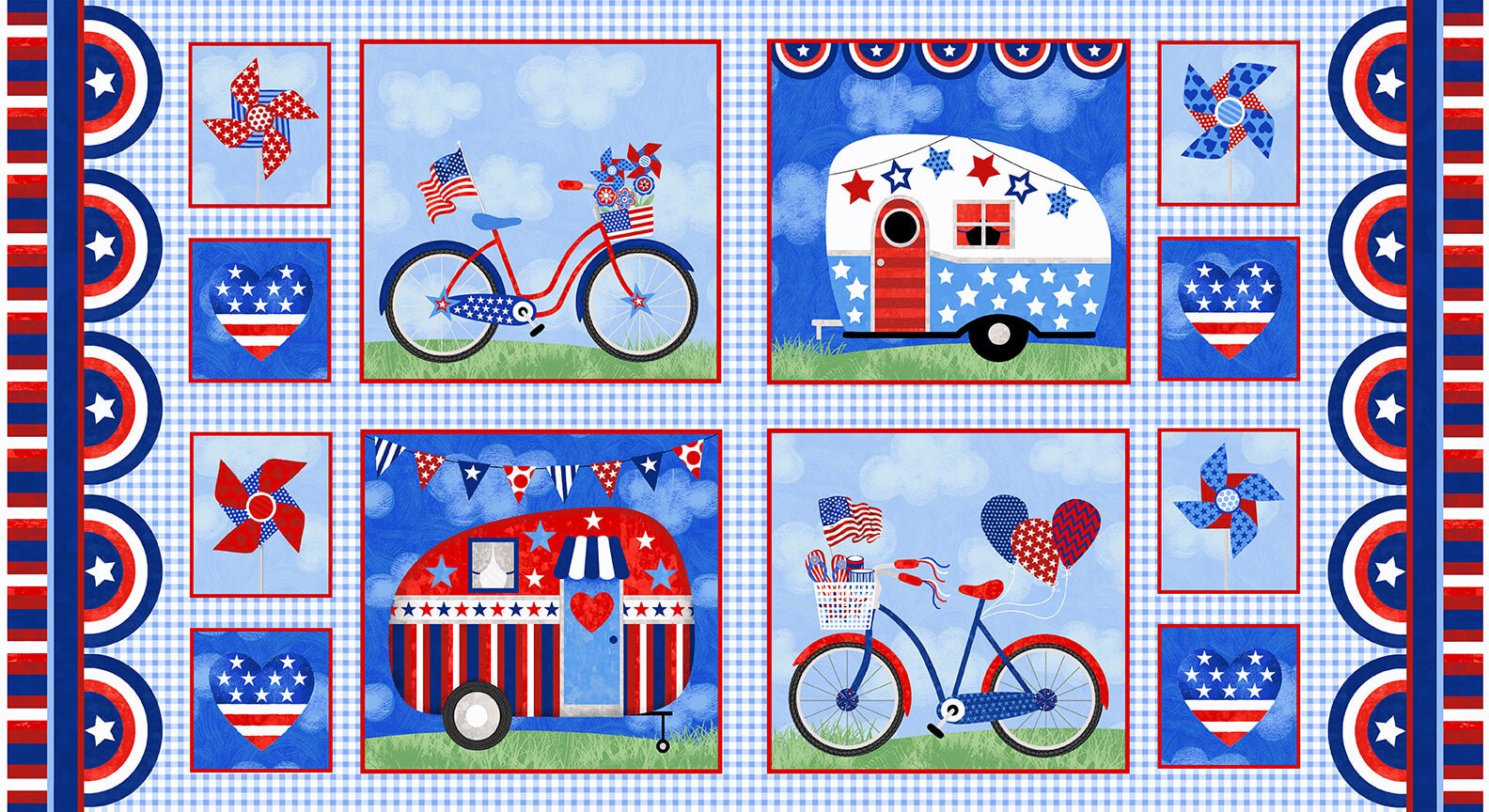 My Happy Place Panel 186 Patriotic Blocks 6050 78 Multi 703081233892
