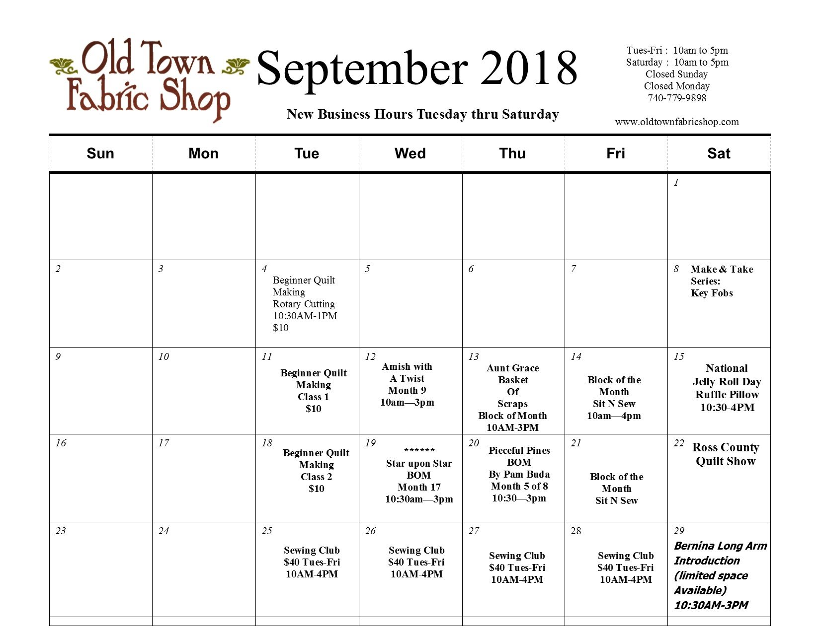 Old Town Fabric Shop Chillicothe, Ohio's Sewing Destination