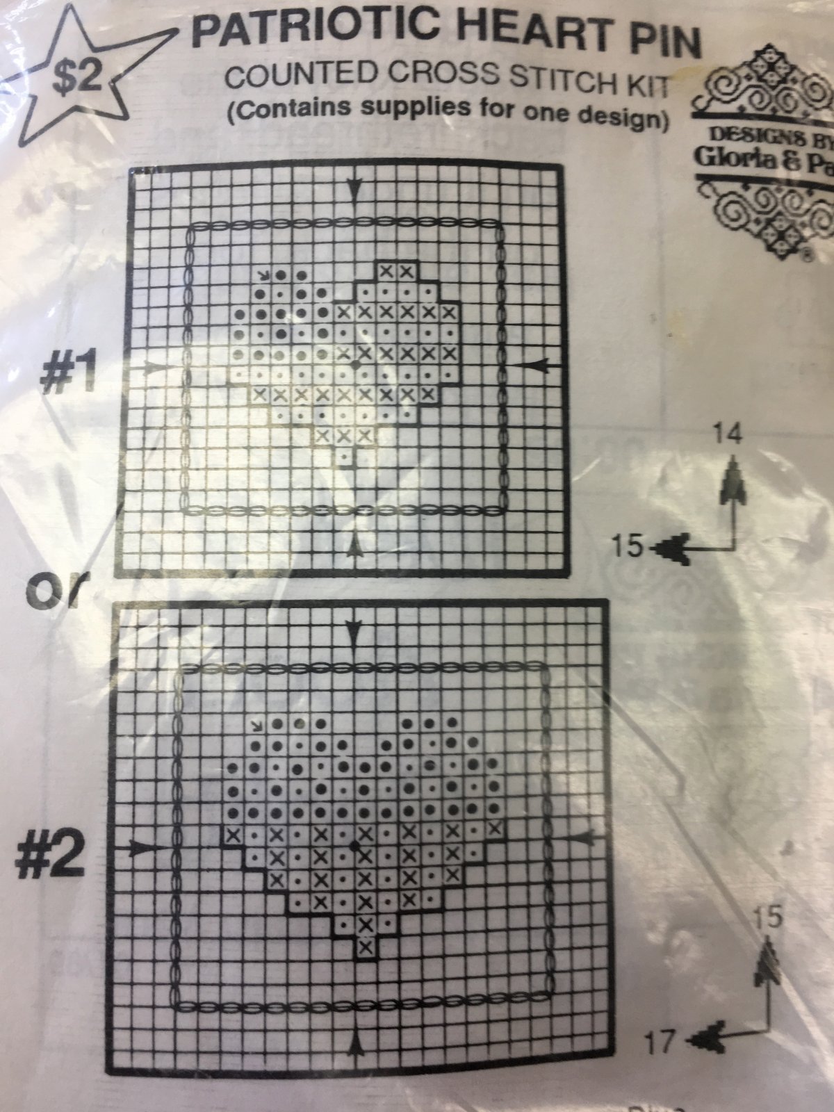 Patriotic Heart Pin Counted Crossstitch Kit 085555600011